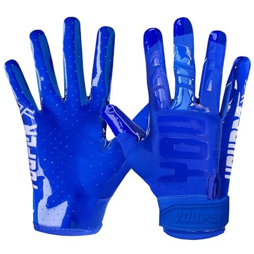 Youper Elite Football Gloves: Pro Receiver Gloves for Men and Youth — Royal Blue