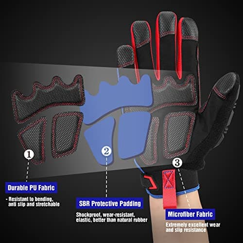 WORKPRO Heavy Duty Men's Impact Protection Gloves, Touch Screen PVC Terry Fabric
