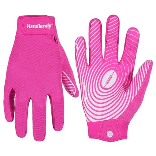 HANDLANDY Men's Hot Pink Stretch Football Gloves - Wide Receiver Grip — Hot Pink- Adult