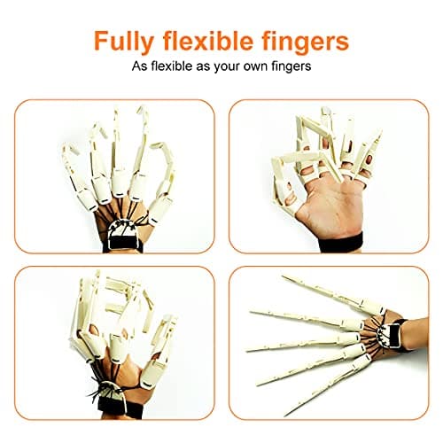 Thafikzi Halloween Devil Claws Gloves with Skull Fingers for Flexible Cosplay