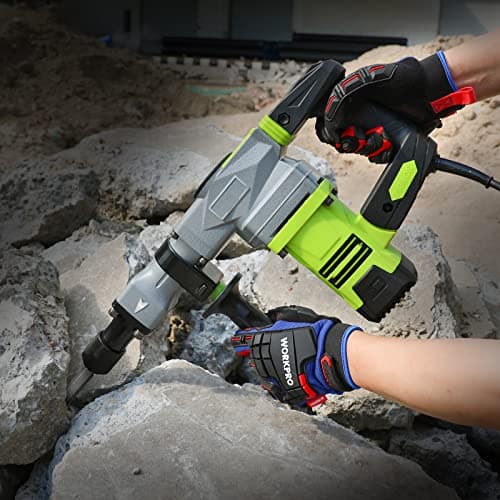WORKPRO Heavy Duty Men's Impact Protection Gloves, Touch Screen PVC Terry Fabric