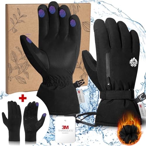 RIGWARL 2-in-1 Snow Gloves with 3M Thinsulate & Zipper Pocket, Men's X-Large