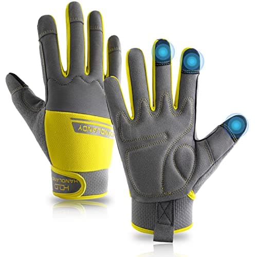 AIGEVTURE Women's Breathable Touch Screen Gloves, Pink, Large — Yellow