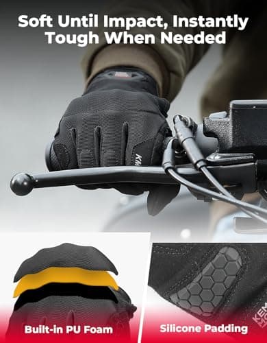 KEMIMOTO Men's Motorcycle Gloves withPU Foam Shell, Touchscreen Anti-Slip