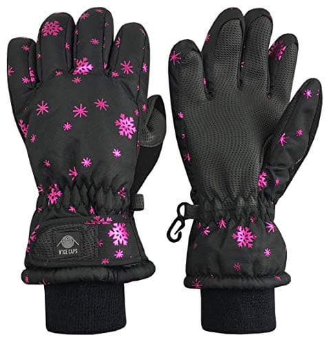 N'Ice Caps Kids' Waterproof Winter Warm Thinsulate Gloves — Black Snowflakes