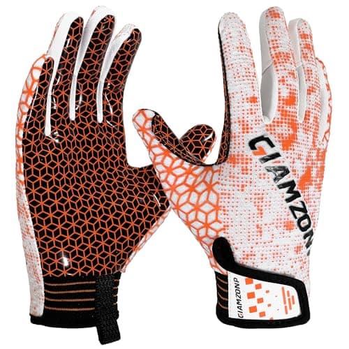 Youth High Grip Football Gloves for Kids Stretch Fit — Orange
