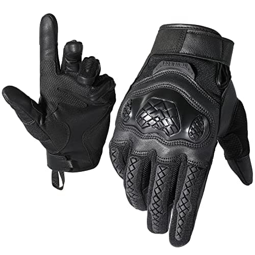 Motorcycle Tactical Gloves for Men: Anti-Slip & Touch Screen Compatible-Rubber Guard Protective — Black