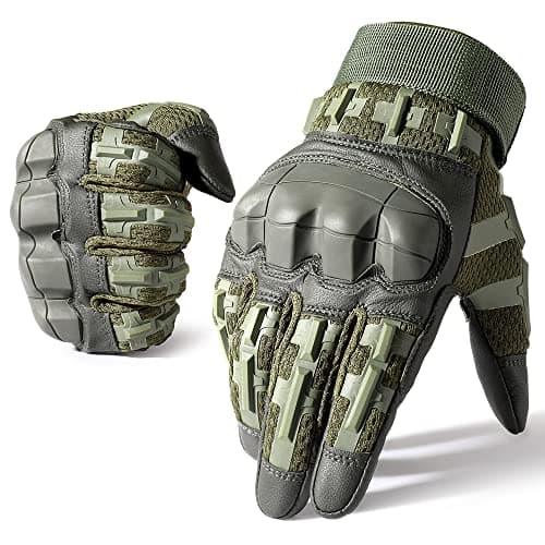 Tactical Rubber Gloves for Men Touchscreen Compatible Motorcycle Hunting — Green