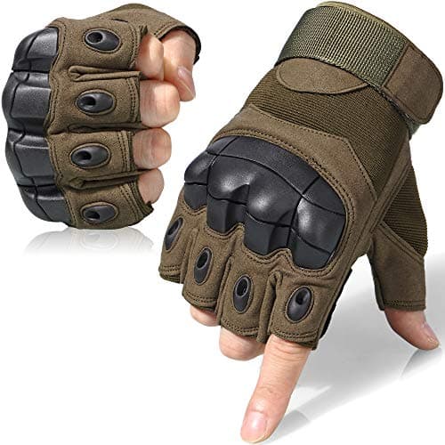 Tactical Fingerless Gloves for Motorbike & Motorcycle Riding — Green