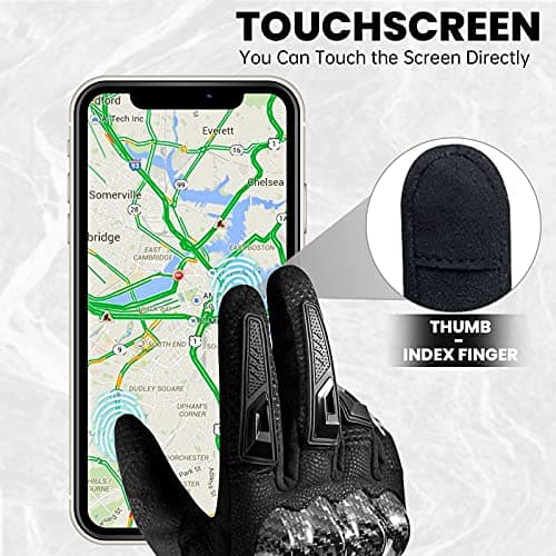Touchscreen Motorcycle Gloves for Men & Women - Carbon Fiber Knuckles MD66