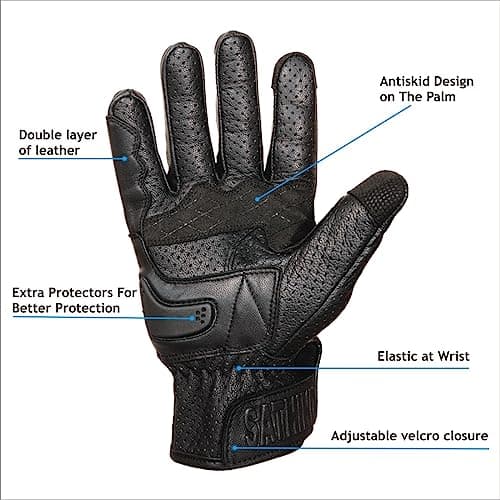 Goatskin Perforated Touchscreen Gloves for Motorcycle Riding (XL)