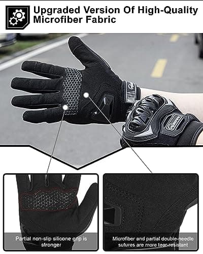 Touchscreen Non-Slip Skeleton Motorcycle Gloves for Men and Women