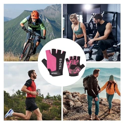 RIGWARL Breathable Non-Slip Cycling Gloves for Biking and Workout M-Pink