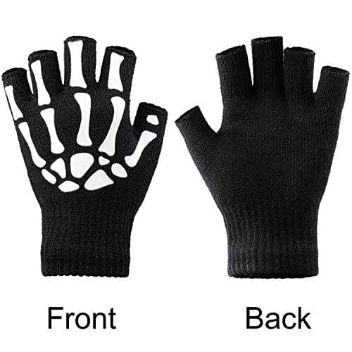 Cooraby Glow in the Dark Halloween Skeleton Knitted Gloves