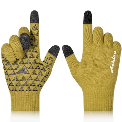 Achiou Winter Gloves for Men & Women - Touch Screen Compatible Warm Running Gloves — Lemon