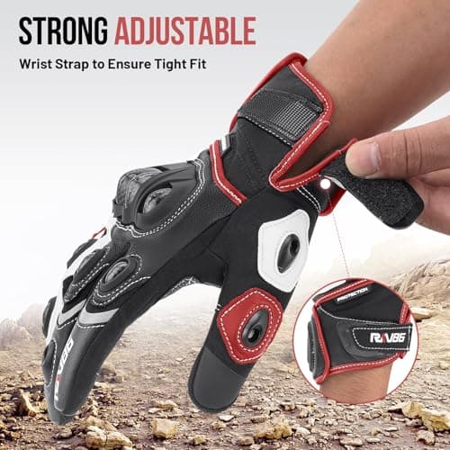 Genuine Leather Motorcycle Gloves with Carbon Fiber Touch Screen Protection for Men and Women Racing