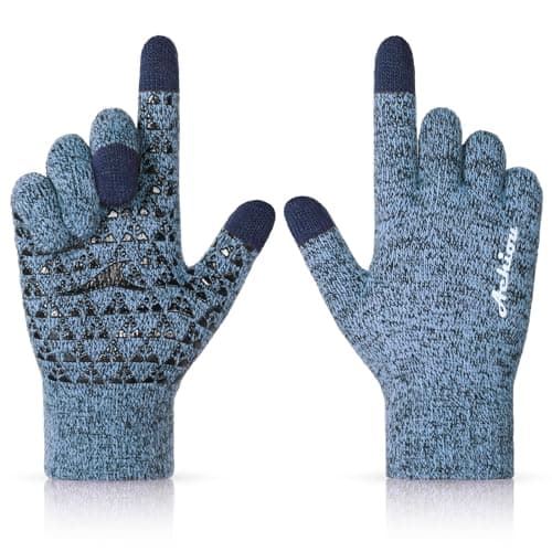 Achiou Winter Gloves for Men & Women - Touch Screen Compatible Warm Running Gloves — Greyblue
