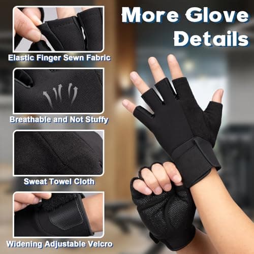 Breathable Workout Gloves for Men and Women - Wrist Support, Black - Weightlifting, Cycling, Gym Training