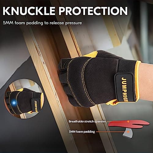 Men's Utility Work Gloves for Construction, Warehouse, and Truck Driving.