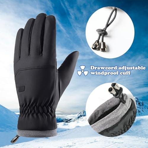 Warm Water-Repellent Winter Ski Gloves for Men & Women Anti-Slip Touchscreen Cold Weather Gloves