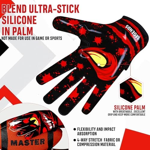 Crimson Pro Ball Feel Football Gloves for Youth & Men | Top Notch Receiver Gloves