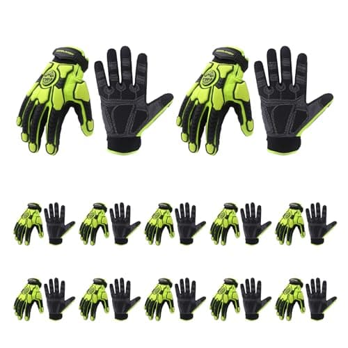 Handlandy Heavy Duty Impact Gloves, SBR Padding, TPR Protector — Green-12pairs
