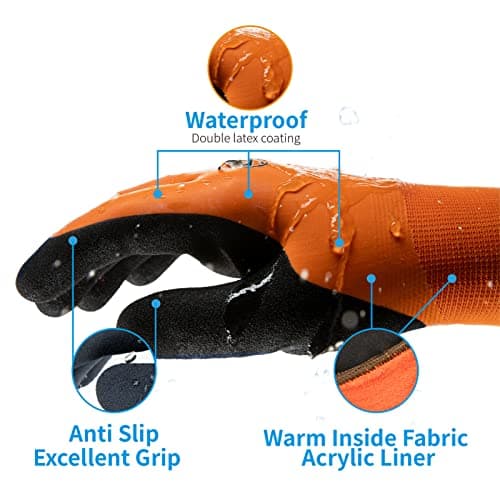Brigic Men's Waterproof Winter Work Gloves, Insulated for 0℃