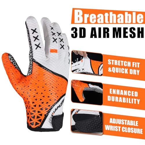 Youth High Grip Football Gloves for Kids Stretch Fit