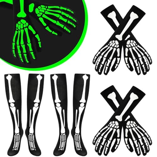 JarThenaAMCS Glow in the Dark Halloween Skeleton Gloves Set