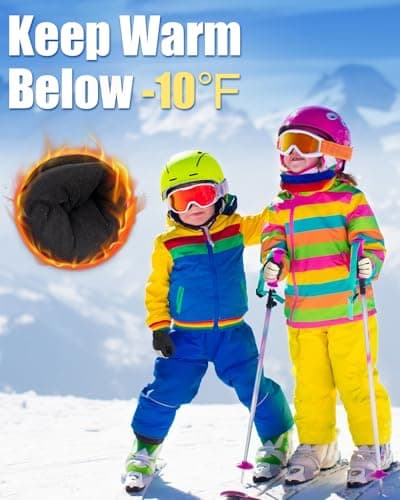 RIGWARL 10℉ Kids Ski Gloves, Waterproof & Windproof for Snowboarding Sledding