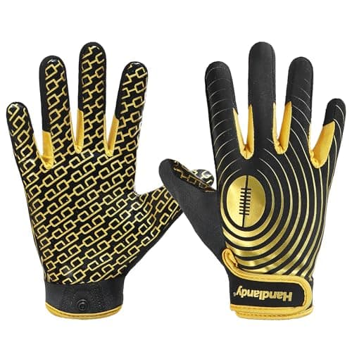 Men's Wide Receiver Gloves for Football Best Gifts — Black and Gold