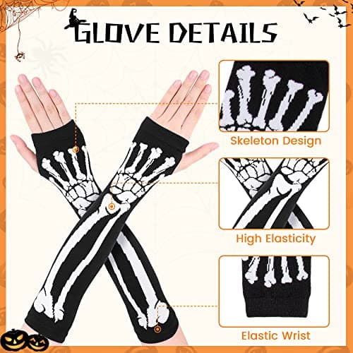 Glow in the Dark Full/Half Finger Skeleton Knit Gloves