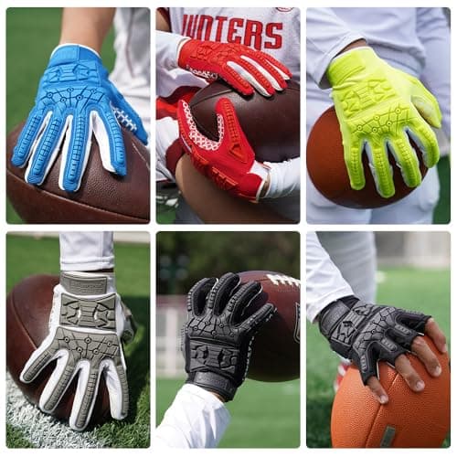 Seibertron Lineman 2.0 Padded Palm Football Gloves, TPR Protection Adult & Youth Sizes