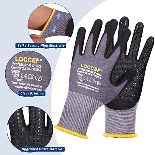 Endurance MicroFoam Nitrile Coated Work Gloves, Dots on Palm, 6 Pairs
