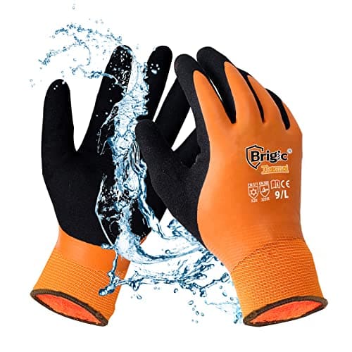 Brigic Men's Waterproof Winter Work Gloves, Insulated for 0℃