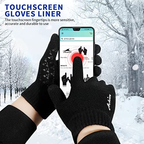 Achiou Winter Gloves for Men & Women squeezing Juice Touch Screen Anti-Slip