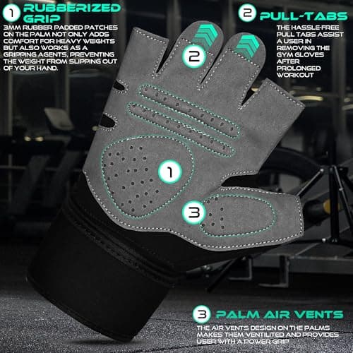 Anti-Slip Fitness Gloves for Weight Lifting - Shock Absorbing, Padded Grip, Breathable, Workout Support