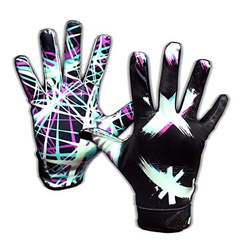 Tacky Grip Jester Cross Eyes Football Gloves - Adult & Youth Sizes