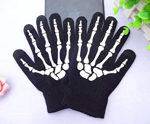 Glovion Women's Touchscreen Skeleton Gloves Unisex for Halloween & Christmas Party