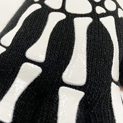 Jiuhong Halloween Luminous Skeleton Gloves for Men and Women
