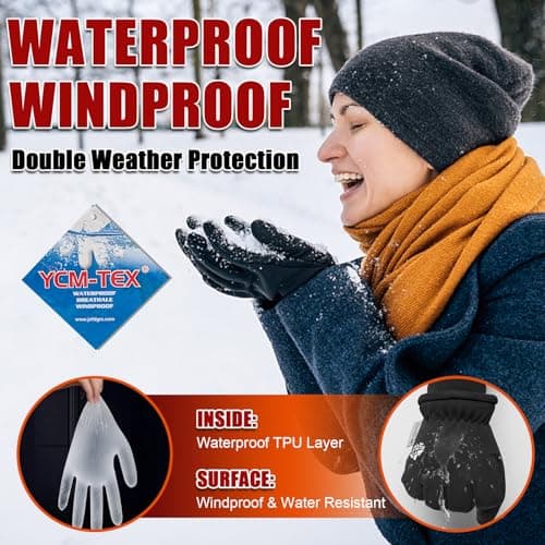 Winter Gloves for Men and Women; Touch Screen, Water-Resistant, and Windproof - Ideal for Outdoor Activities