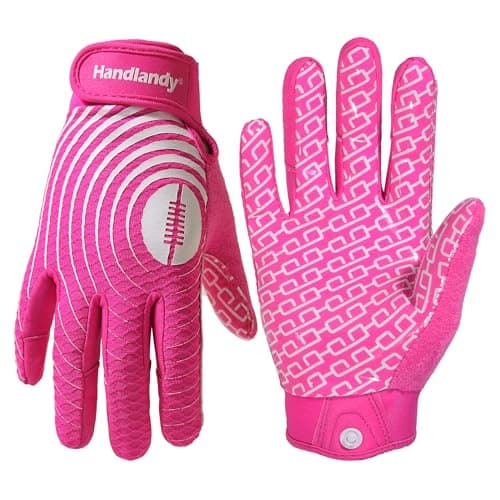 Youth Football Gloves for Kids & Adults in White/Gold — Pink and White
