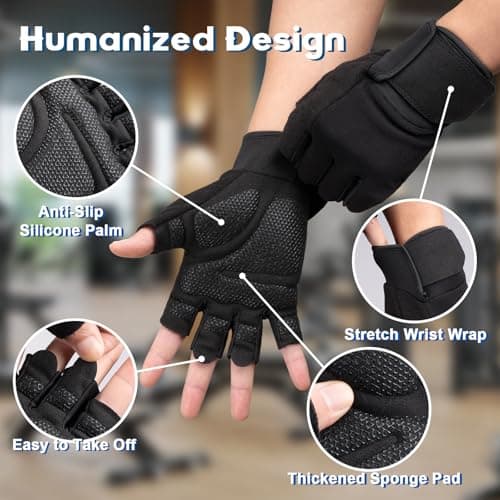 Breathable Workout Gloves for Men and Women - Wrist Support, Black - Weightlifting, Cycling, Gym Training