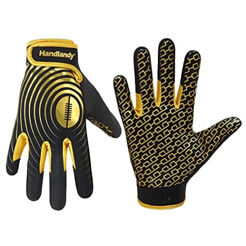 Youth Football Gloves for Kids & Adults in White/Gold — Black and Gold