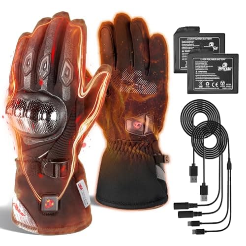 BORLENI Electric Heated Motorcycle Gloves-Waterproof Touchscreen 3000mAh Battery Cold Weather Riding