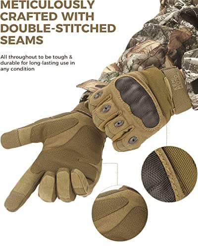 KEMIMOTO Men's Touchscreen Motorcycle Gloves with Hard Shell & Palm Padding