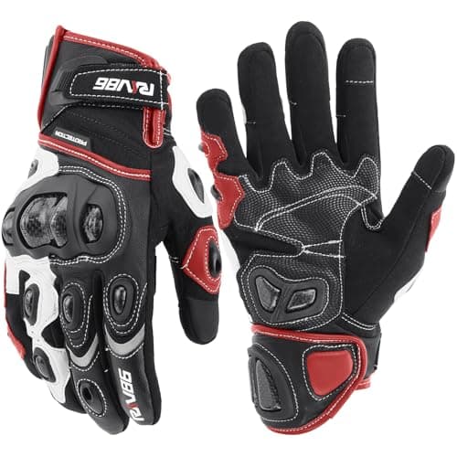 Genuine Leather Motorcycle Gloves with Carbon Fiber Touch Screen Protection for Men and Women Racing