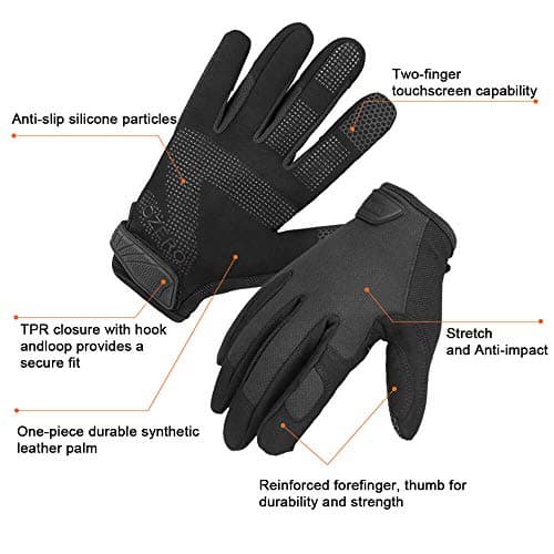 OZERO Men's Touch Screen Mechanic Gloves - Flexible, Excellent Grip, Heavy Duty, Black, S/M/L/XL
