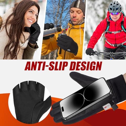 RIGWARL Winter Gloves for Men & Women -10°F 3M Thinsulate Waterproof (Black, XXL)