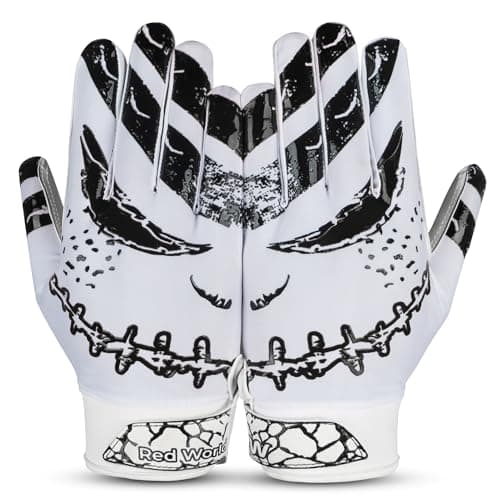 RED WORLD Football Gloves for Youth and Adult, Sticky Receiver Gloves — White